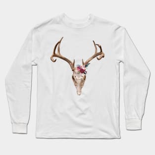 Deer skull with flowers Long Sleeve T-Shirt